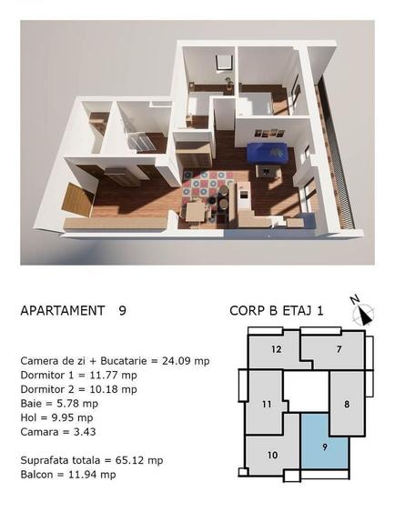 Apartament cu 2 camere în Central