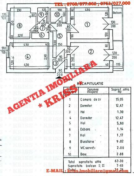 Apartament cu 3 camere decomandat în Exercițiu
