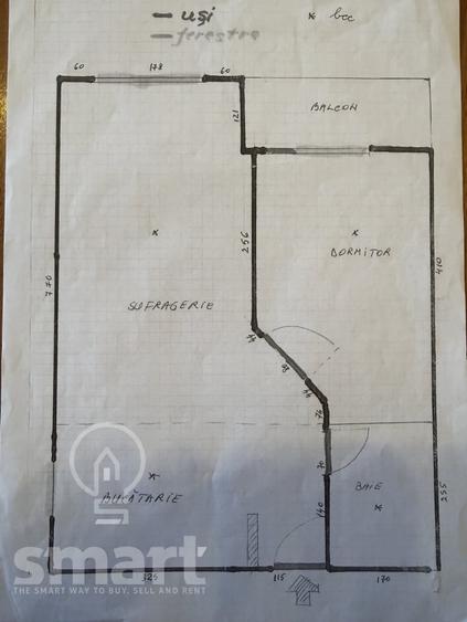 Apartament cu 2 camere semidecomandat, mobilat în Florești