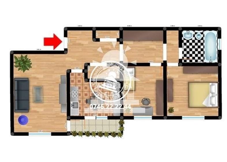 Apartament cu 3 camere decomandat în Păcurari