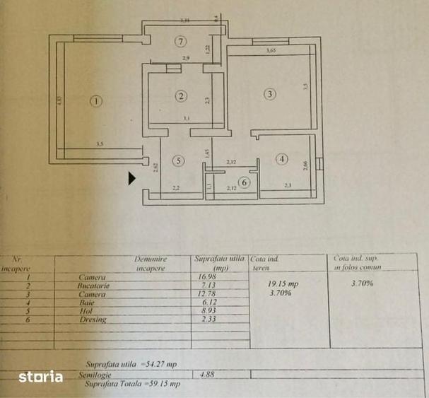 Apartament cu 2 camere decomandat în Sud