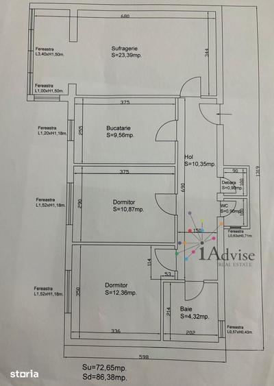 Apartament cu 3 camere, 72 mp, Calea Bucure?ti - 1