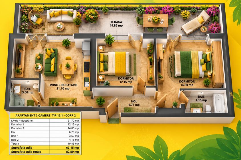 Apartament cu 3 camere semidecomandat în Metalurgiei