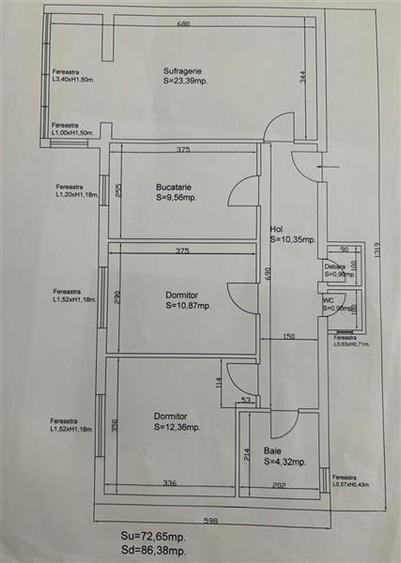 Apartament cu 3 camere decomandat în Calea București