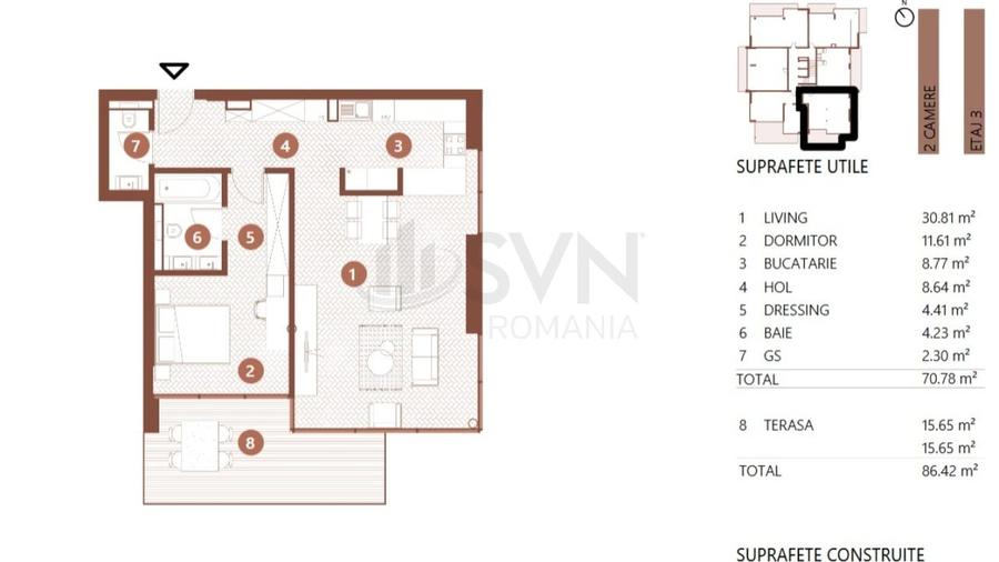 Apartament cu 2 camere decomandat în Floreasca