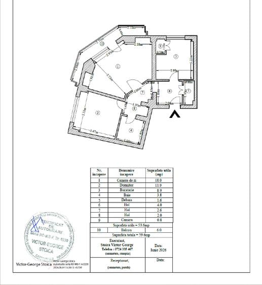 Apartament cu 2 camere decomandat în Banu Manta