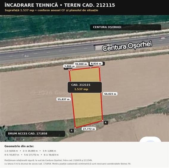 Teren Construcții intravilan de 1537 mp, în Est