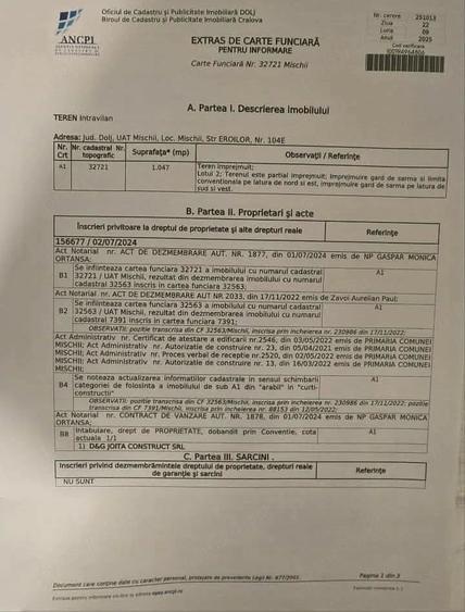 Teren de 1050 mp, în Mischii