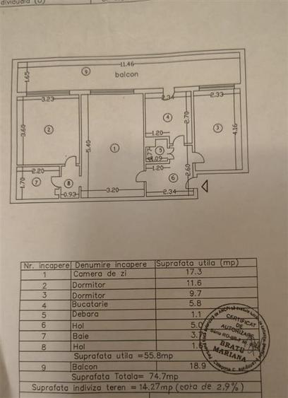 Apartament cu 3 camere semidecomandat în Marna