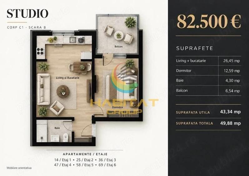 Apartament cu 2 camere nedecomandat în Sud-Vest