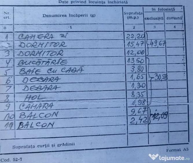Apartament cu 3 camere decomandat în Traian