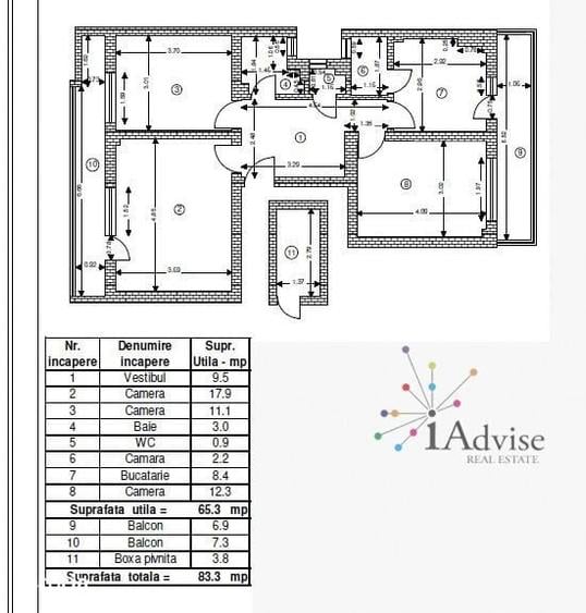 Apartament cu 3 camere decomandat în Sud