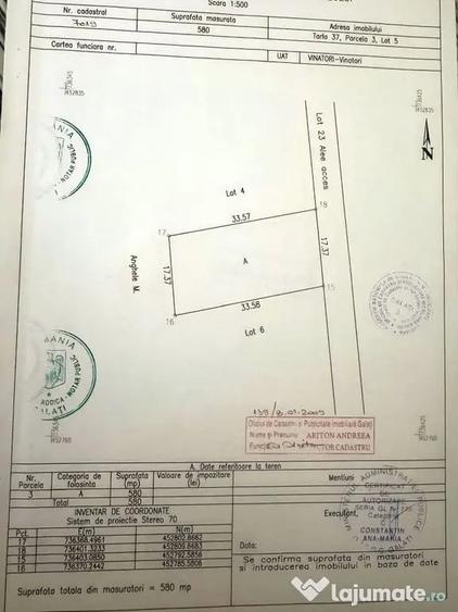 Loturi teren 590 mp - Vanatori, jud Galati, 43 mp negociabil - 3