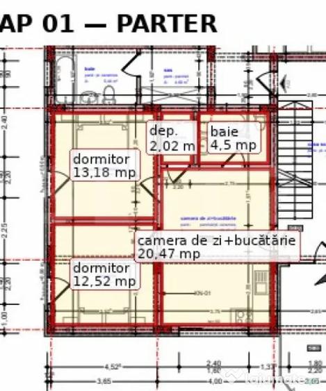 Apartament cu 3 camere semidecomandat în Central