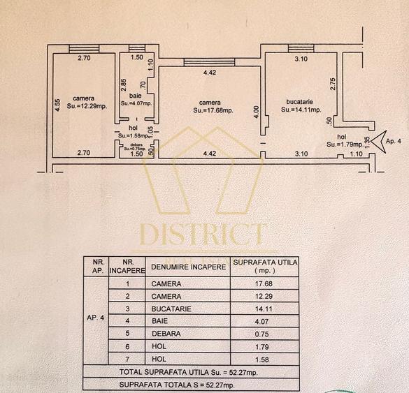 Apartament cu 2 camere, mobilat în Soarelui