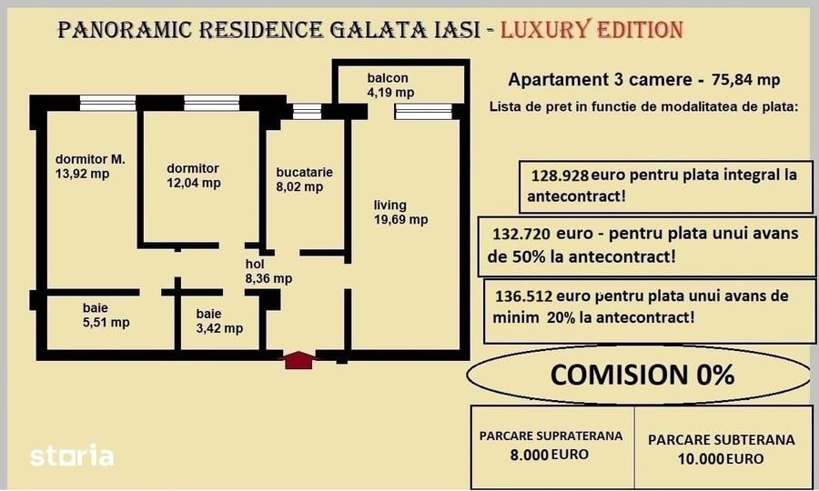 Apartament cu 3 camere decomandat în Galata
