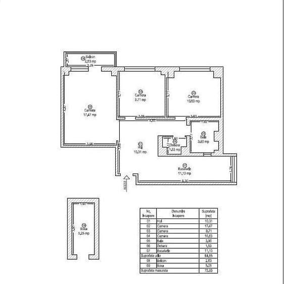 Apartament cu 3 camere decomandat în Dacia
