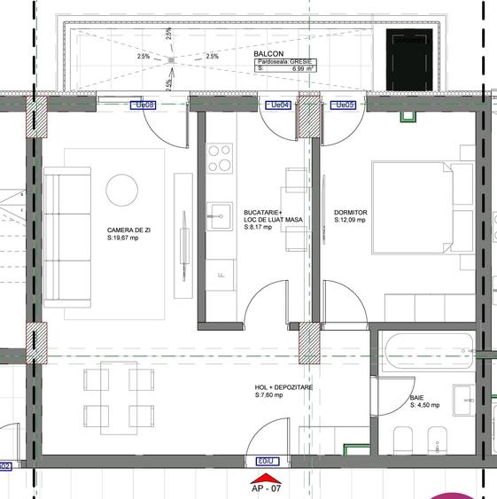 Apartament cu 2 camere decomandat în Kamsas