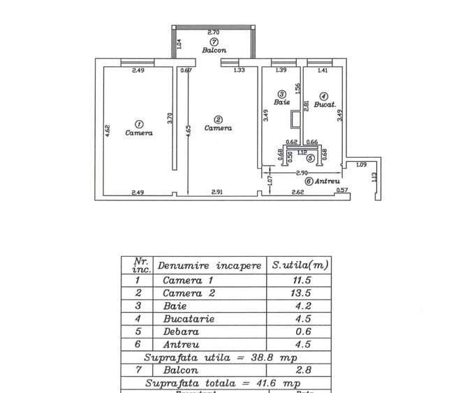 Apartament cu 2 camere semidecomandat în Girocului