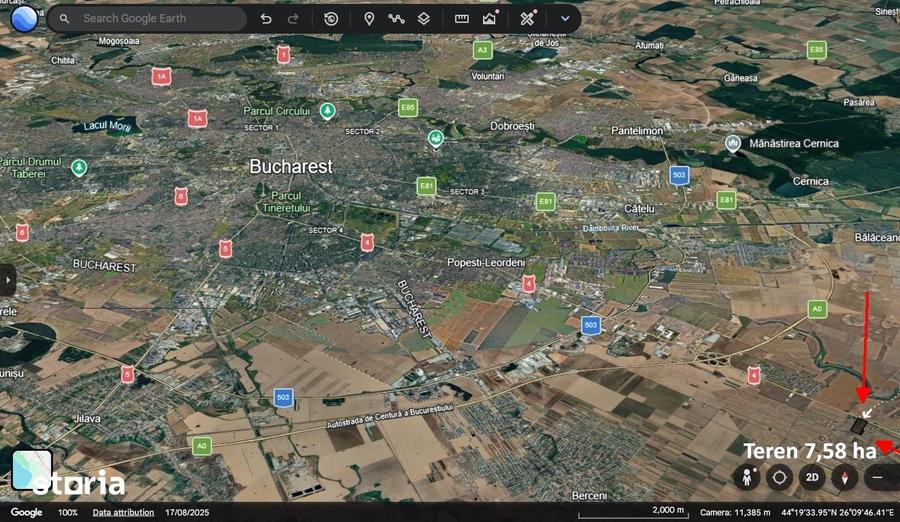 Teren Pope?ti-Leordeni 75.800 m2, deschidere 170m DN4, langa nod A0 - 3