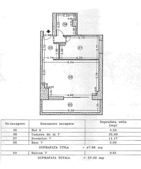 Apartament cu 2 camere, mobilat în Central