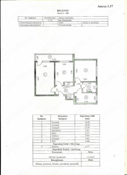 Apartament cu 3 camere decomandat în Giurgiului