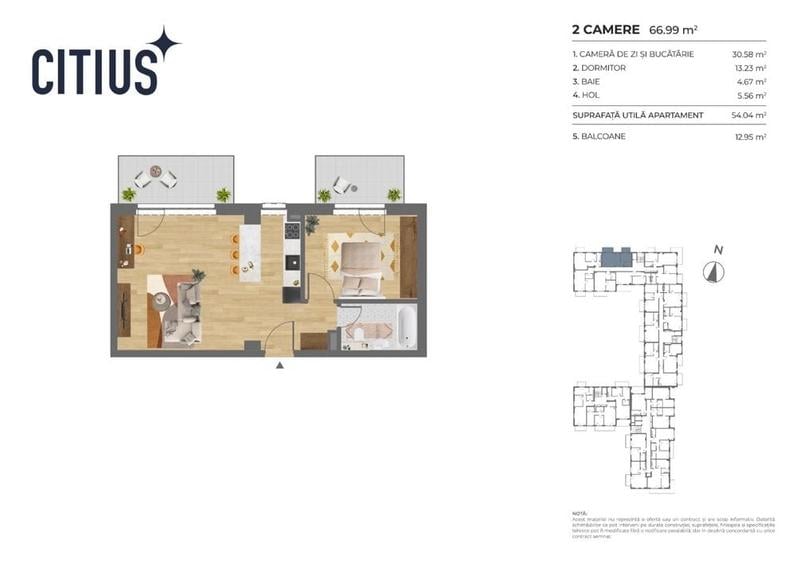 Apartament cu 2 camere decomandat în Exterior Vest
