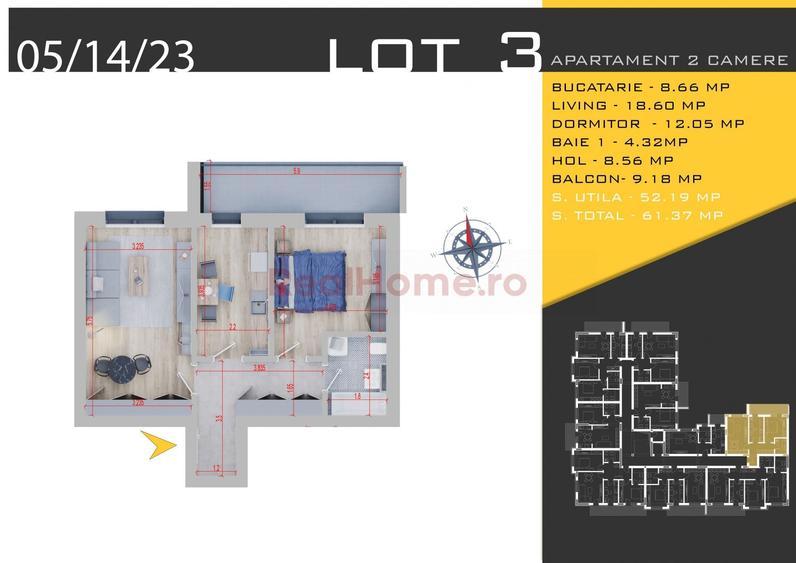 Apartament cu 2 camere în Theodor Pallady