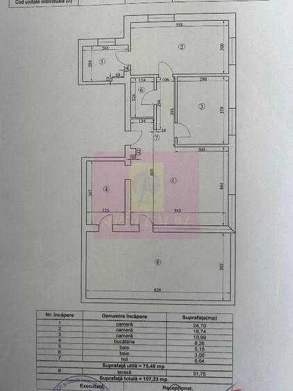 Apartament cu 3 camere decomandat în Tei