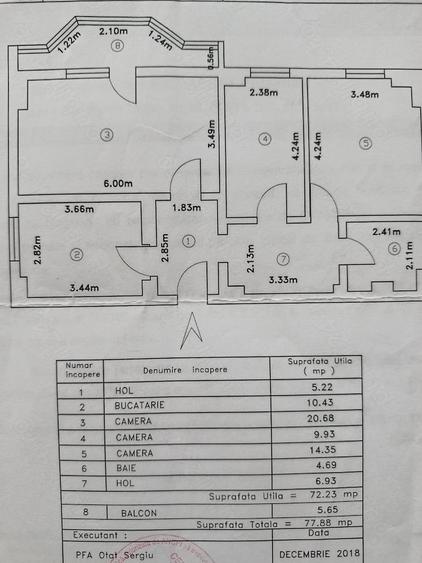 Apartament cu 3 camere decomandat în Nicolina