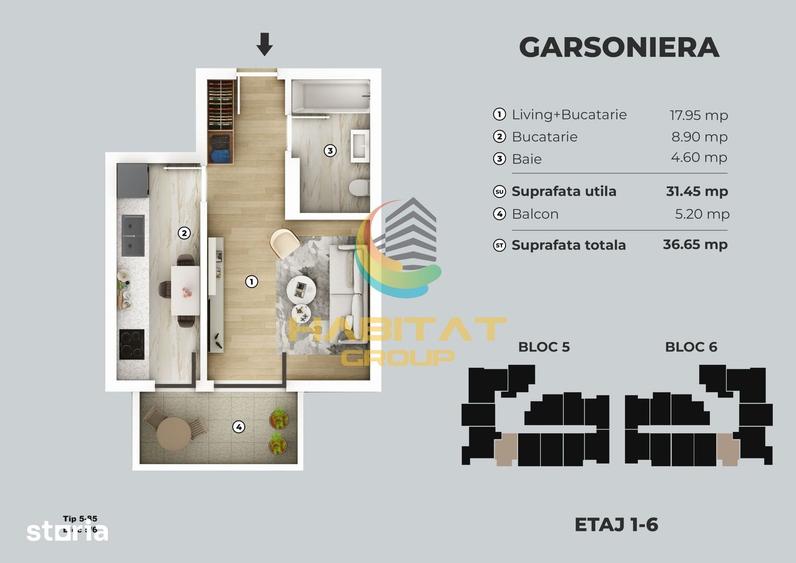 Garsoniera Popesti Leordeni, zona metrou Berceni. - 4