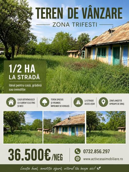 Teren intravilan de 5000 mp, în Trifești