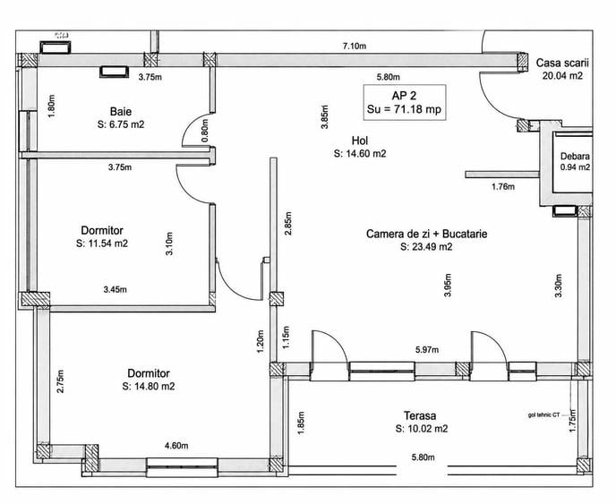 Apartament cu 3 camere decomandat în Central