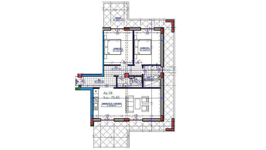 Apartament cu 3 camere decomandat în Aradului