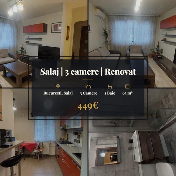 Apartament cu 3 camere decomandat, mobilat în Sălaj