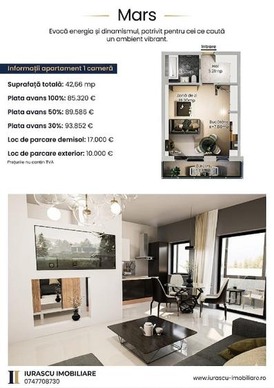 Garsonieră decomandată în Baza 3