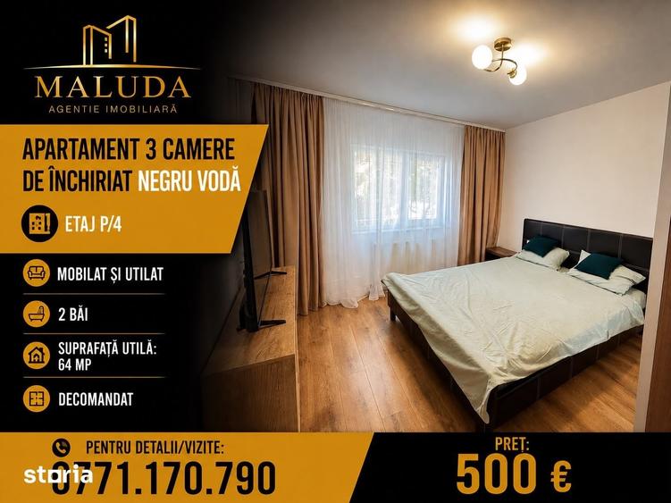 Apartament 3 camere de inchiriat, Negru Voda - 1