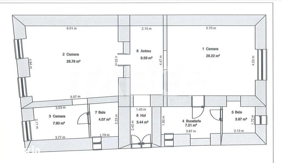 Apartament cu 2 camere decomandat în Central