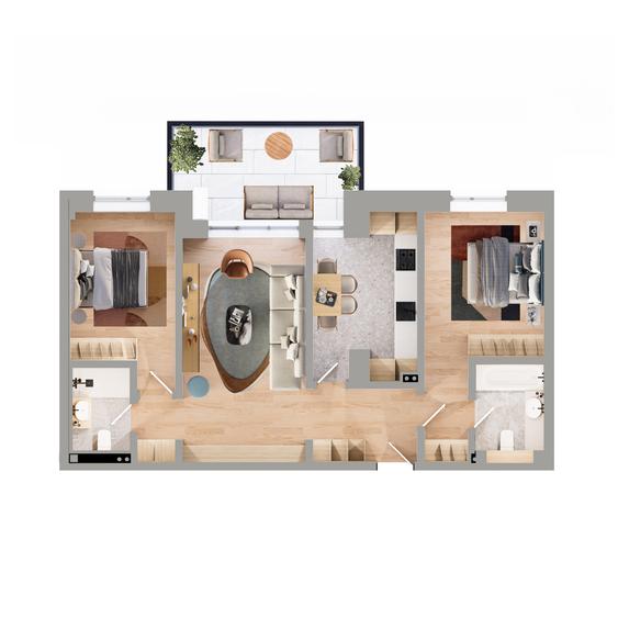 Apartament cu 3 camere decomandat, mobilat în Energia
