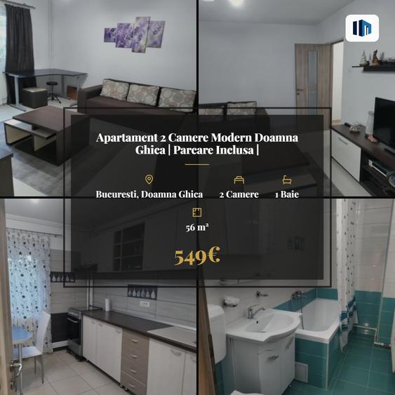 Apartament cu 2 camere decomandat, mobilat în Doamna Ghica