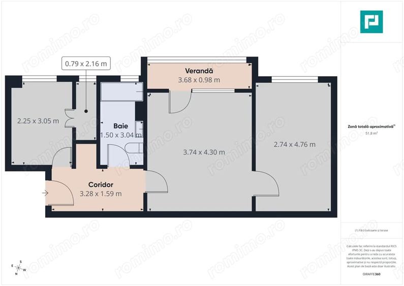 Apartament cu 2 camere semidecomandat în Rogerius