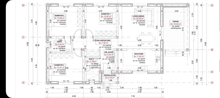 Casa 4 cam , 2 bai | Placa beton la pod | Teren 465mp | Finisaje Premium - 2