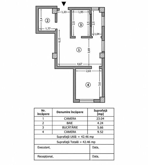 Apartament cu 2 camere în Târgu Cucu