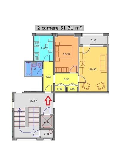 Apartament cu 2 camere decomandat în Tineretului