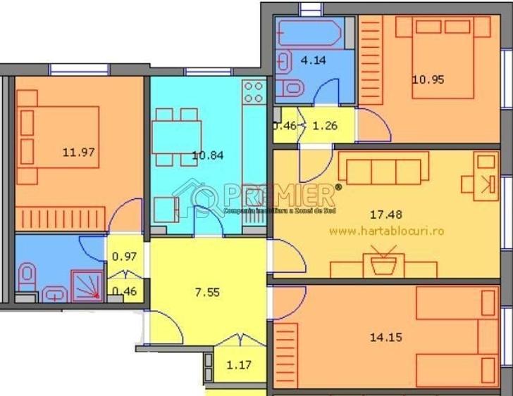 Apartament cu 4 camere în Central