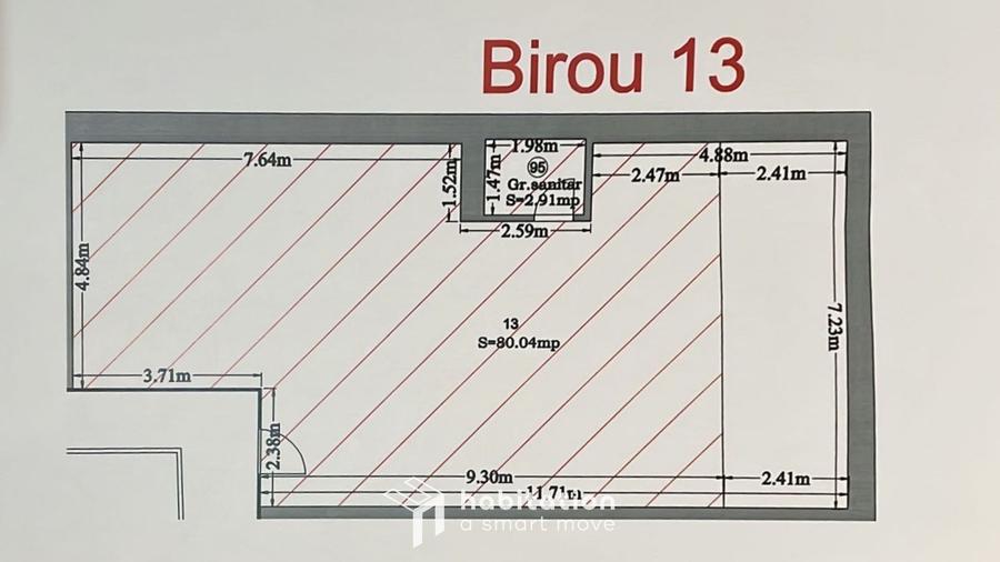 Birou, de 82.949996948242 mp, în P-ța Unirii