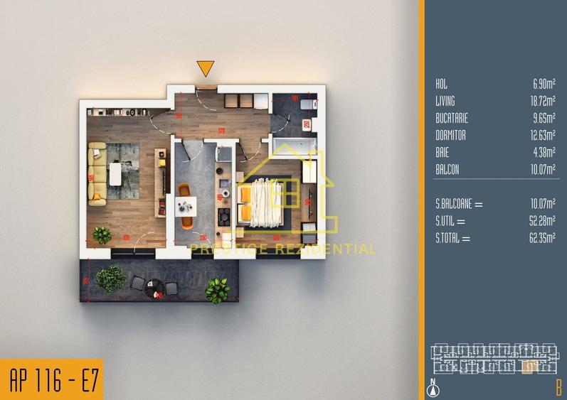 Apartament cu 2 camere în Theodor Pallady