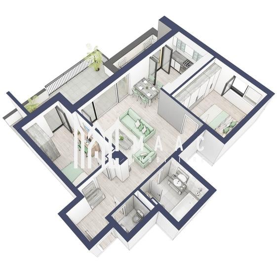 Apartament 3 camere | Balcon 22.2 mp | Etaj 3 | Turnisor - 1