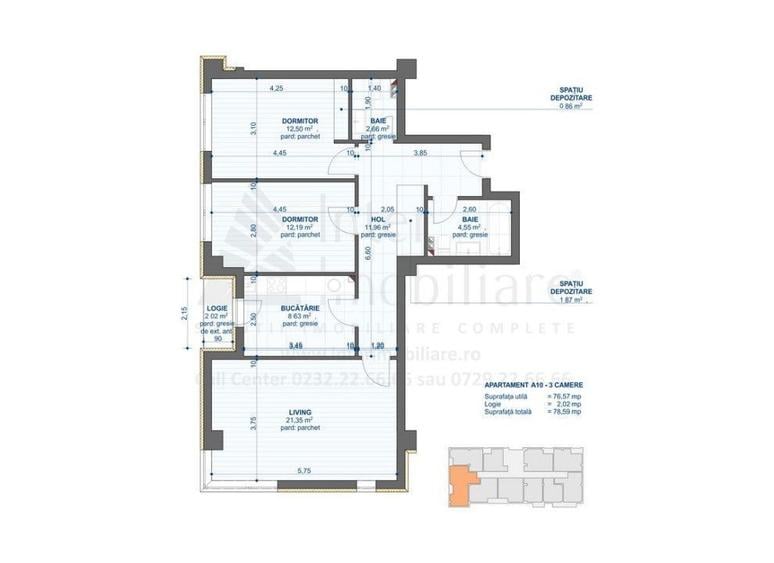 Apartament cu 3 camere decomandat în Cug