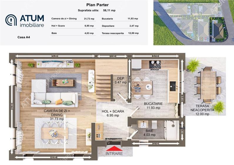 Casă cu 4 camere cu Teren 340 Mp în Est